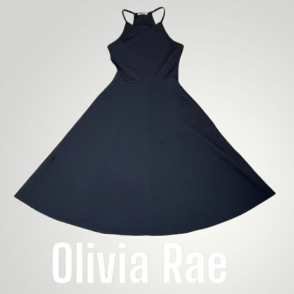 Olivia Rae, Black Textured Fit & Flare Dress Sleeveless Racerback Women’s Medium - Picture 1 of 10